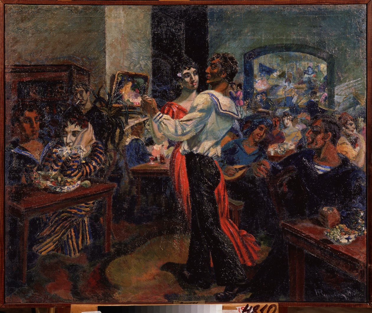 Een zeemansbar. Schilderij van Nikolai Afanasyevich Rusakov