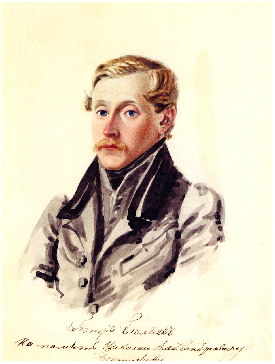 Portret van Decembrist Pyotr Belyaev 1804-1864, 1832-1833 door Nikolai Alexandrovich Bestuzhev