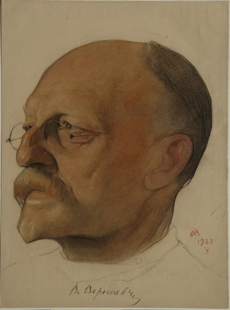 Portret van Vikenty Vikentyevich Veresaev 1867-1945, 1923 door Nikolai Andreevich Andreev