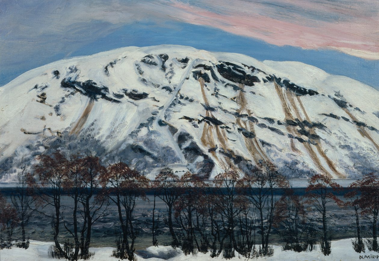 Koude aprilmorgen met lawine, Sneeuwberg door Nikolai Astrup