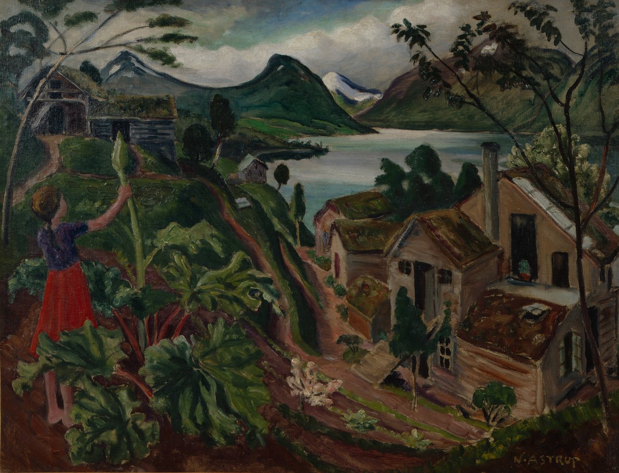 Rabarber en Jong Meisje bij Sandalstrand door Nikolai Astrup