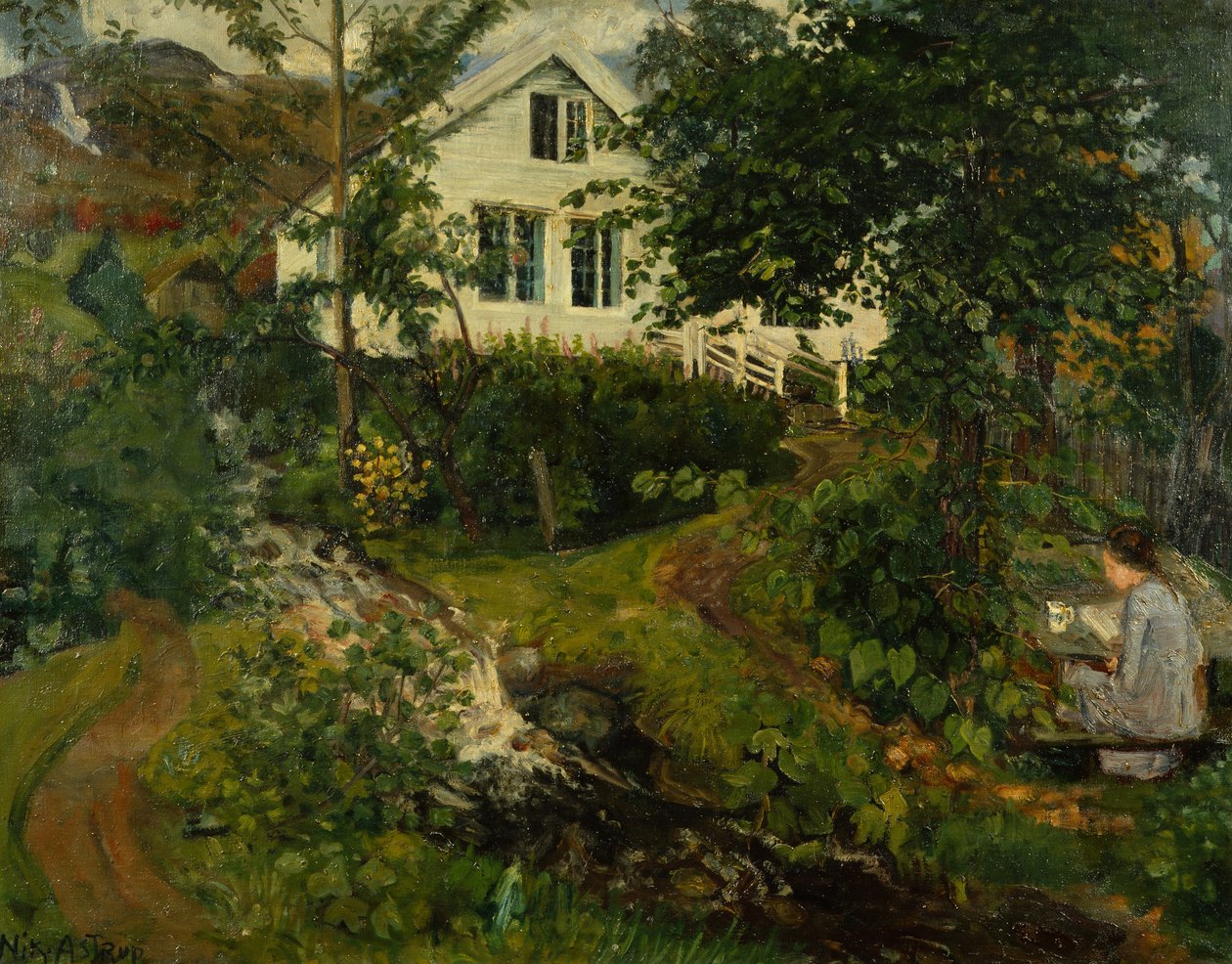 De oude pastorie, voor 1908 door Nikolai Astrup