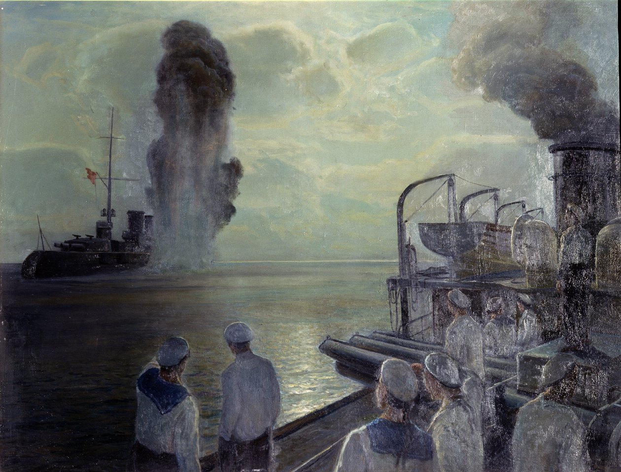 Russische revolutie van 1917: de Zwarte Zeevloot laat op 18 juni 1918 zijn eigen schepen zinken door Nikolai Evlampievich Bublikov
