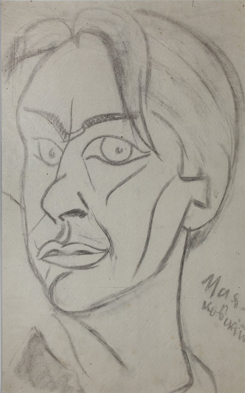 Dichter Vladimir Mayakovsky 1893-1930, 1913 door Nikolai Ivanovich Kulbin