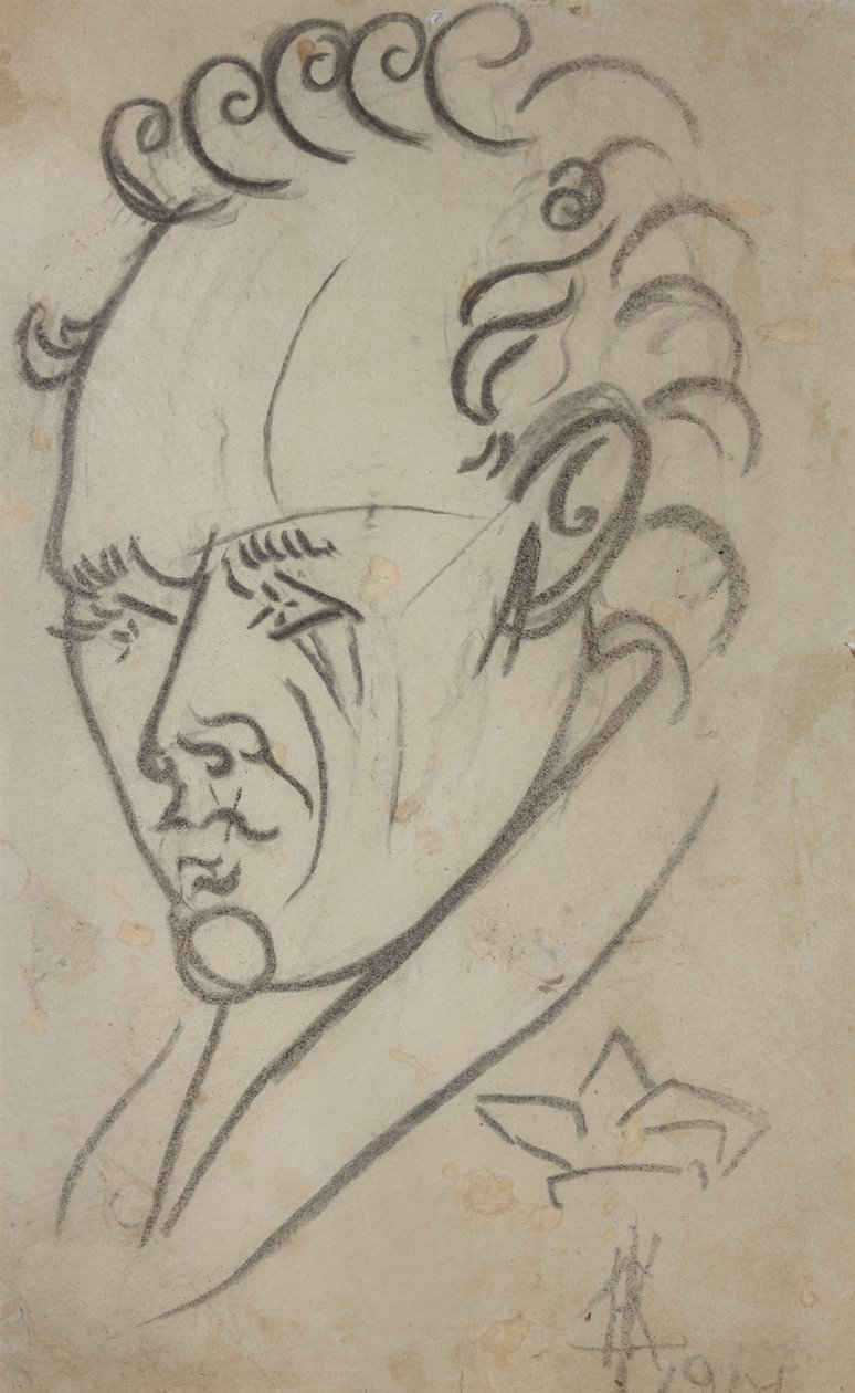 Portret van de dichter Vasili Kamensky door Nikolai Ivanovich Kulbin