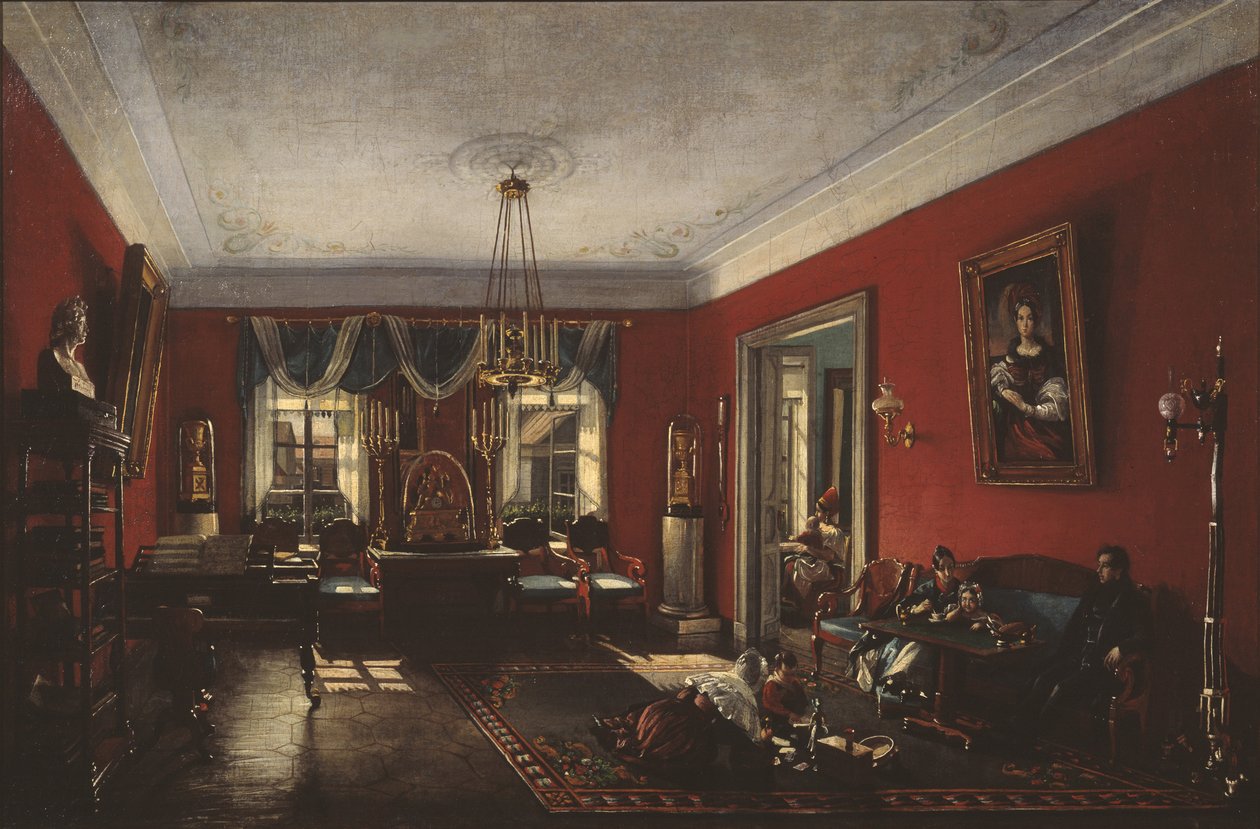 De salon in het Nashchokin-huis in Moskou, begin 1840s door Nikolai Ivanovich Podklyuchnikov