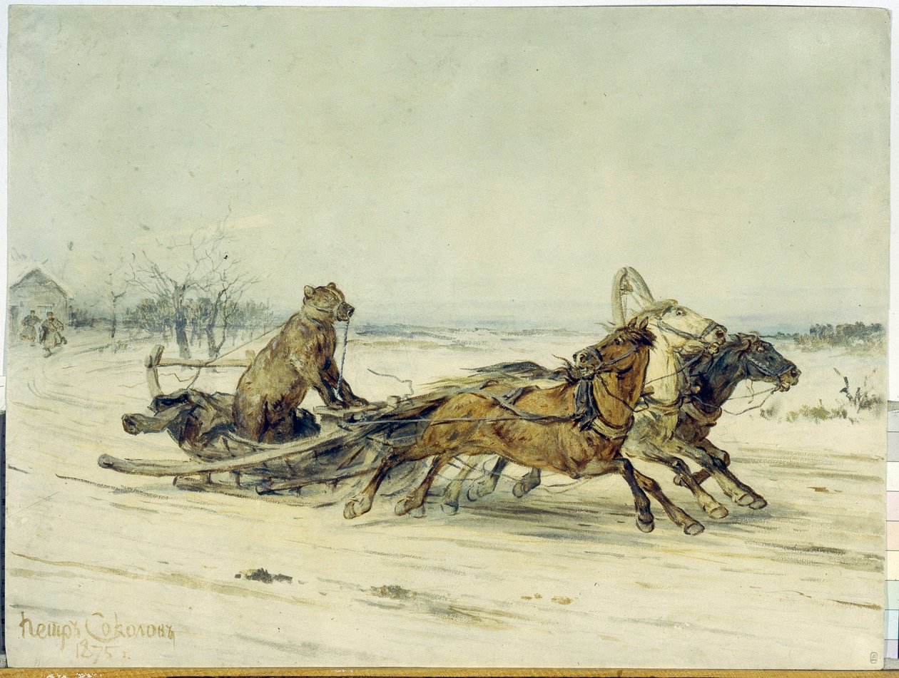 Generaal Toptygin - Een beer met een muilkorf, in een slee getrokken door drie paarden, naar een verhaal van Nikolai Nekrassov door Nikolai Nekrassov