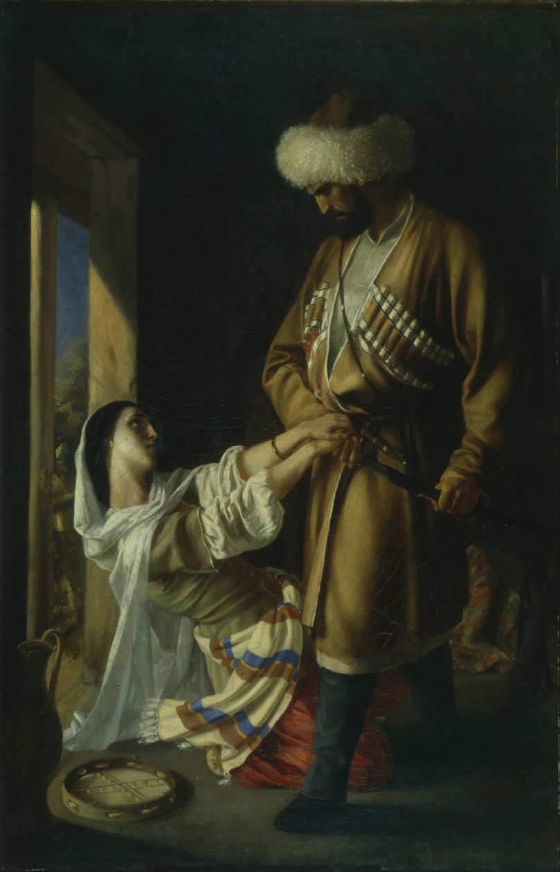 Leila en Khadji Abrek naar het gedicht van M. Lermontov, 1852 door Nikolai Nikolayevich Ge