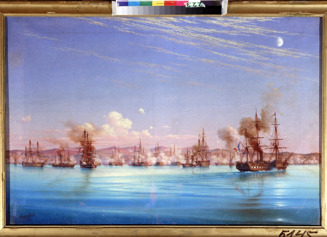 Het bombardement van Sebastopol door het Frans-Britse eskader in 1854 door Nikolai Pavlovich Krasovsky