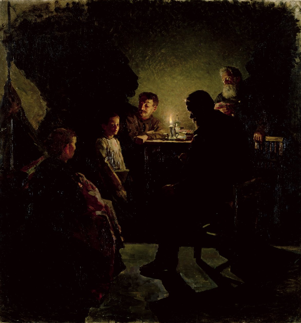 Het gezin van de arbeider door Nikolaj Alekseevich Kasatkin