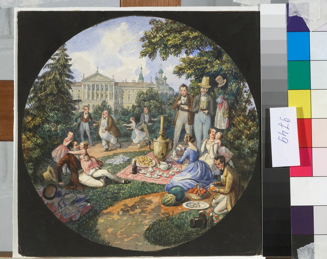 Een Russische familie picknickt nabij Moskou door Nikolay Benois