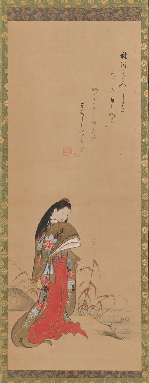 Dame Ise aan de rivier, late 18e eeuw door Nishikawa Sukenobu