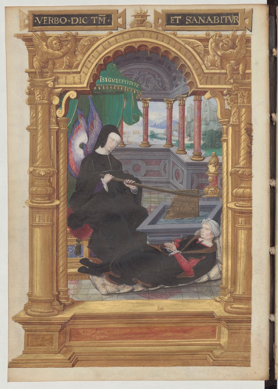 Louise van Savoye houdt een roer vast, symbool van het regentschap. Frontispice van Gestes de Blanche de Castille door Etienne Leblanc. door Noel Bellemare