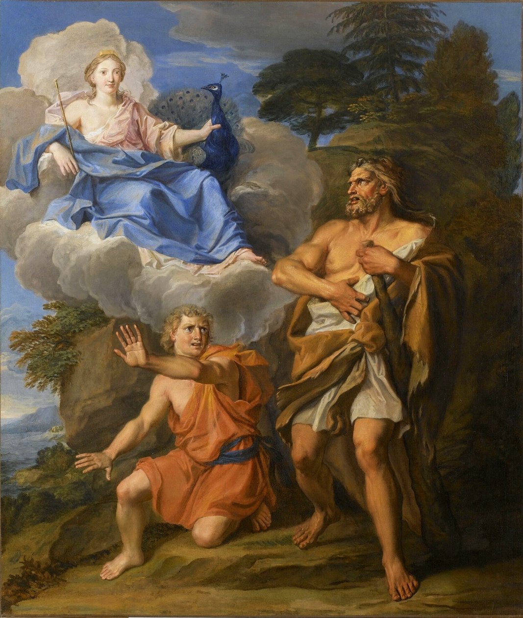 Frans:  Junon apparaît à Hercule Verhaal van Hercules - Juno en Hercules door Noël Coypel