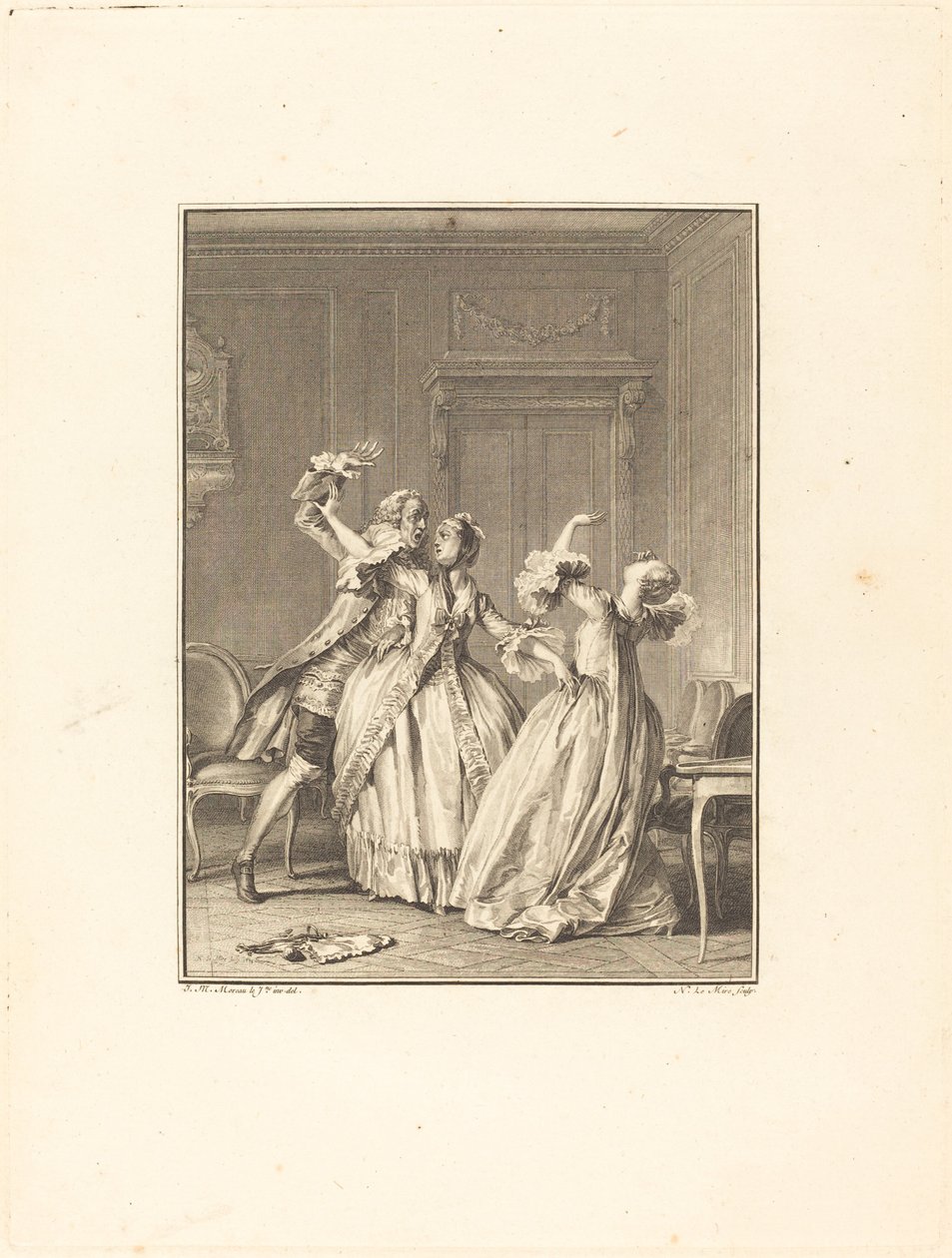 Le soufflet door Noël Le Mire after Jean Michel Moreau