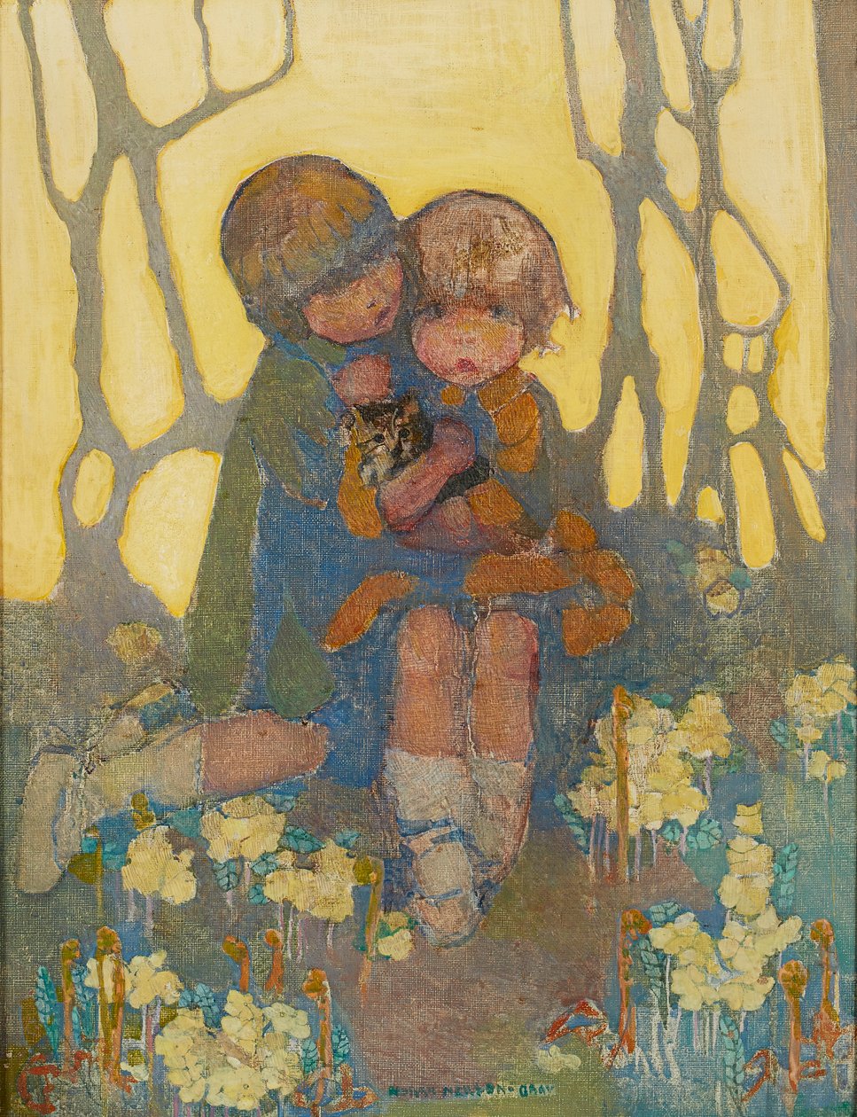 Zusters met een Katje door Norah Neilsen Gray
