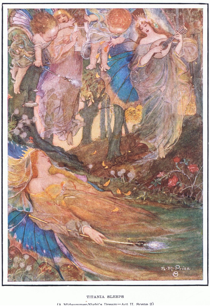 Titania slaapt (Een Midzomernachtsdroom) door Norman Mills Price