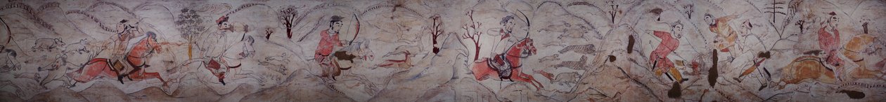 Muurschildering uit een graf van de Noordelijke Qi-dynastie in Jiuyuangang, Xinzhou door Northern Qi Dynasty Chinese Scool