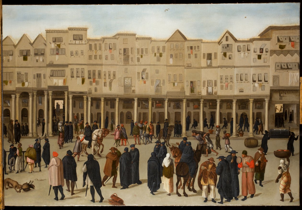 Stadstafereel in Lissabon door Northern European School