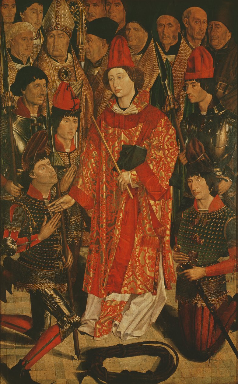 St. Vincent van Saragossa (gest. 304), Beschermer van Lissabon, van het Altaarstuk van St. Vincent, ca. 1495 door Nuno Goncalves or Gonzalvez