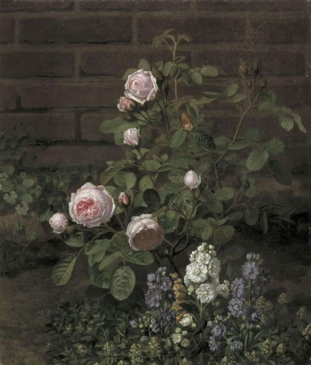 Een mosroosboom omringd door zomerbloemen door O.D. Ottesen