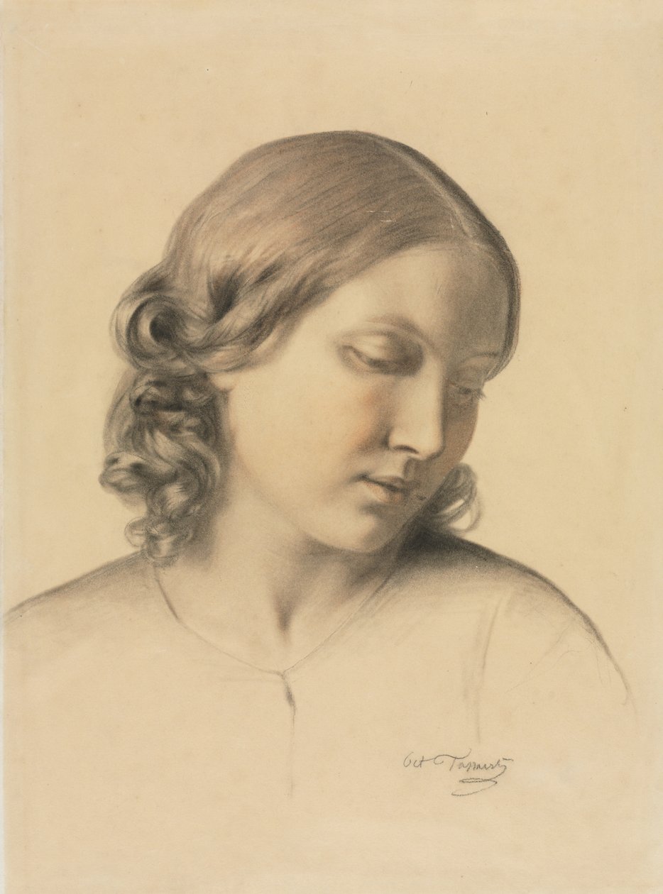 Portret van een jonge vrouw, ca. 1854-1858 door Octave Tassaert