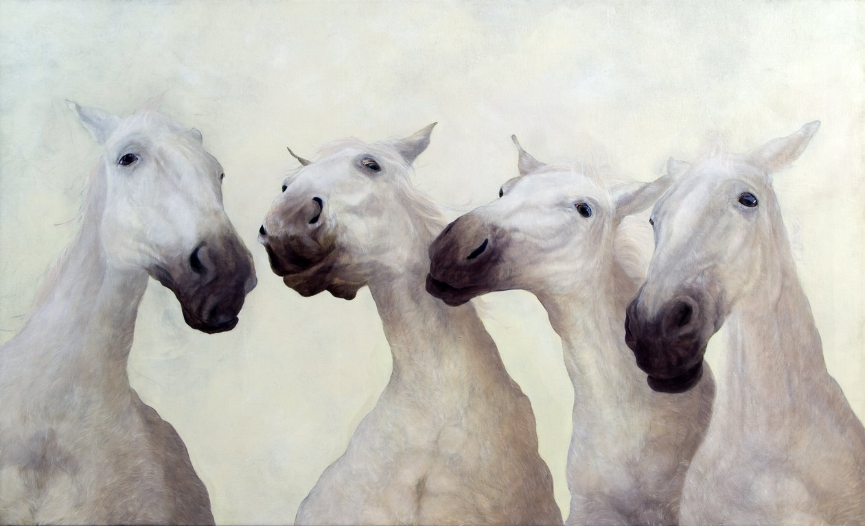 Equus vier (acrylverf op doek) door Odile Kidd