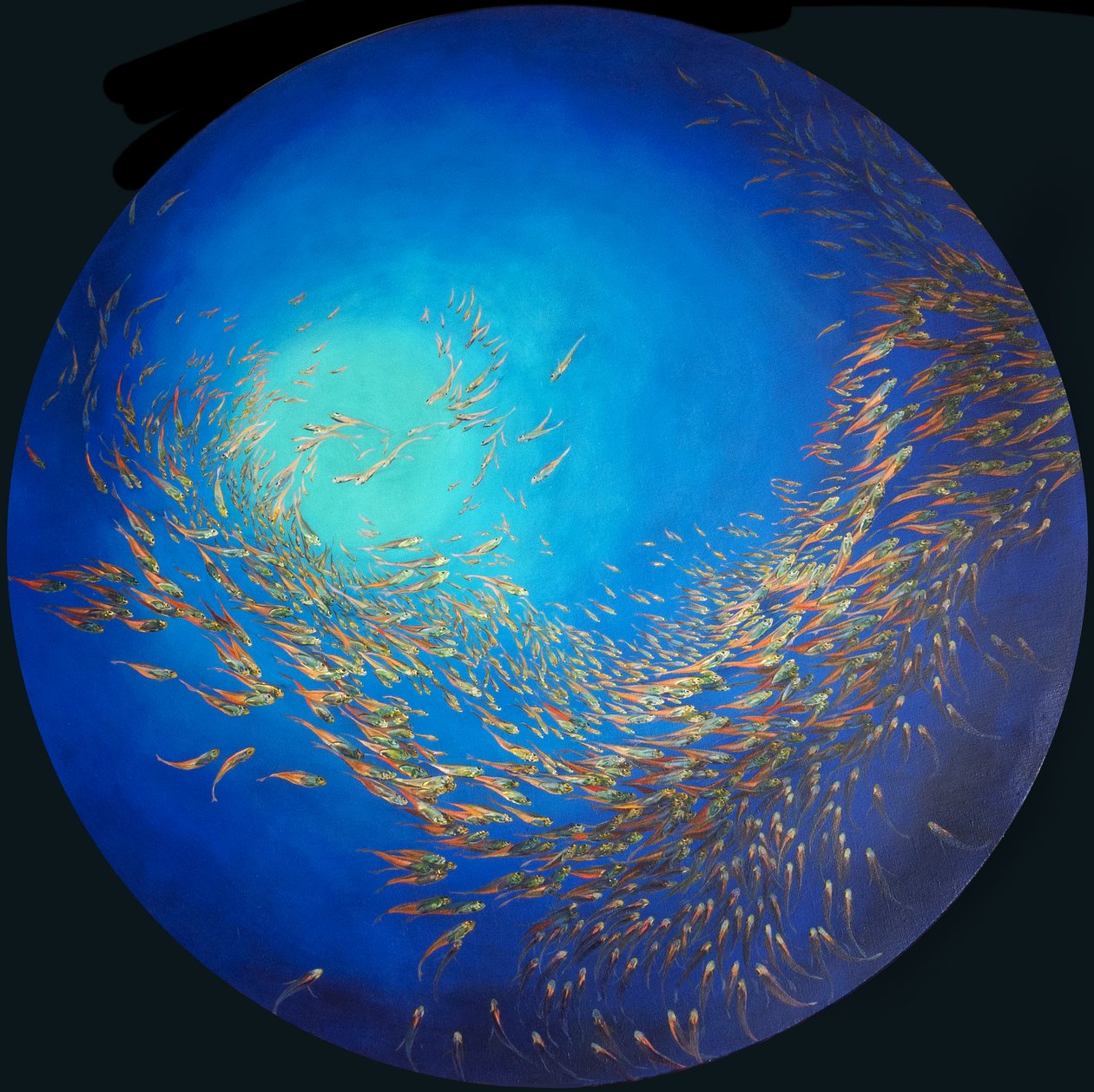 Glazen vis 3, 2012 (acryl op linnen in tulpenlijst) door Odile Kidd