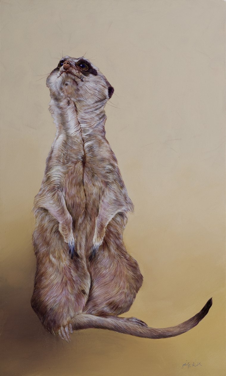 Stokstaartje 3, 2010 (acryl op hout) door Odile Kidd