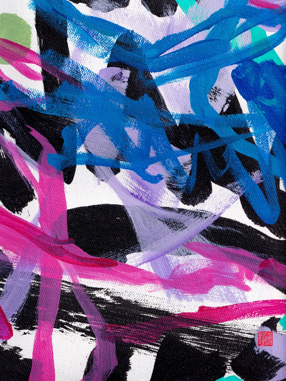 Zen Blue Strokes Abstraction door Odilia W. Y. Fu
