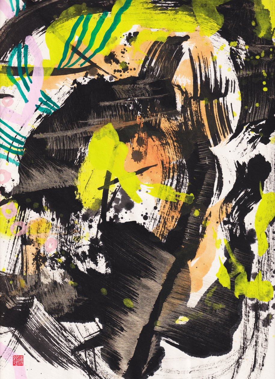 Zen Vuur en Wind Inkt Abstractie door Odilia W. Y. Fu