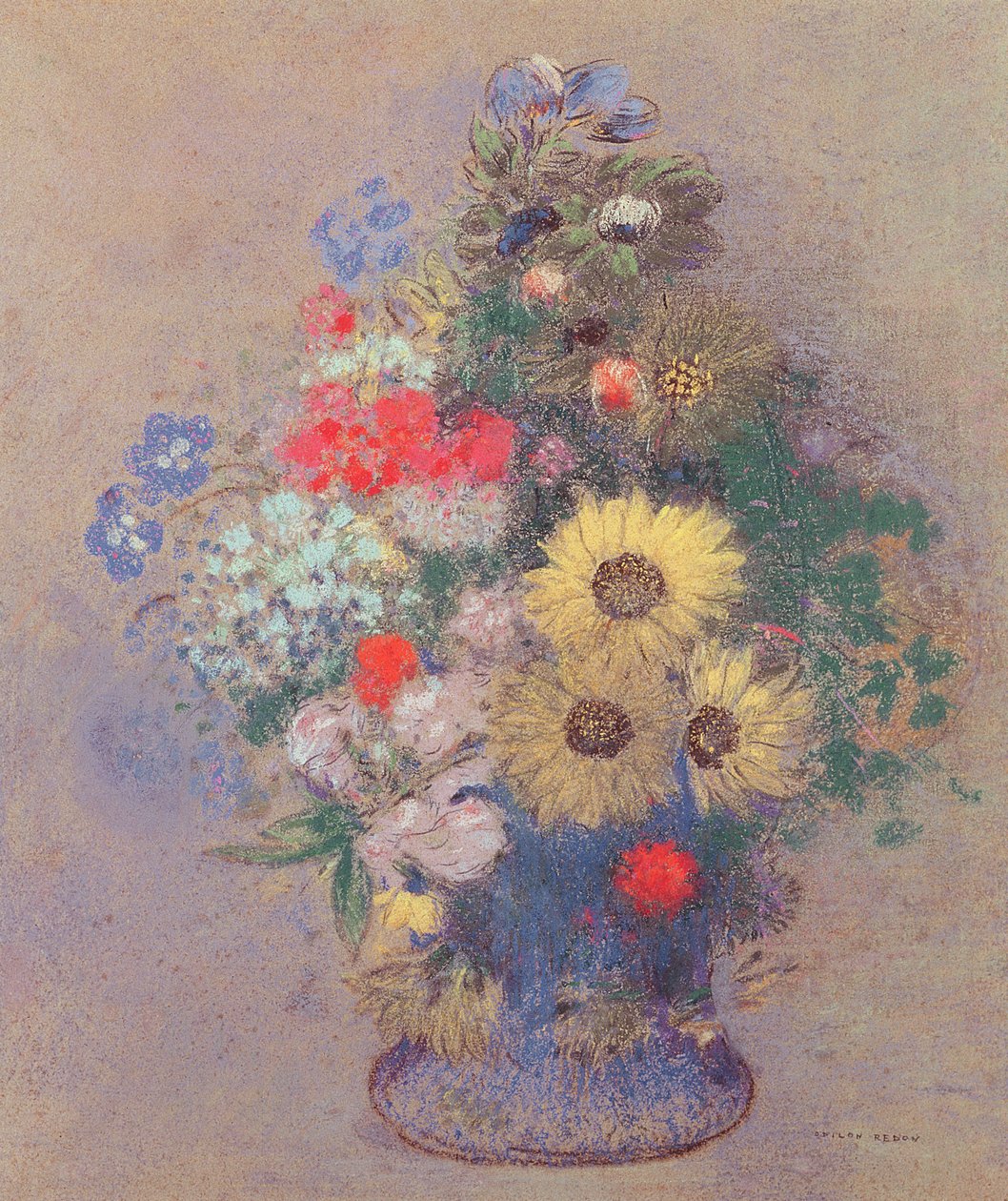 Vaas met Bloemen, ca. 1900 door Odilon Redon