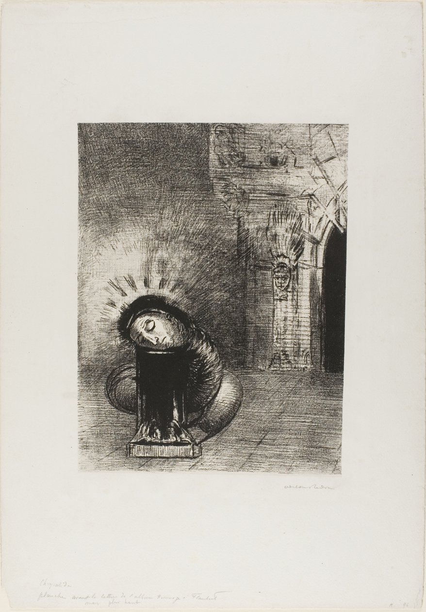 Een Lange Pop, de Kleur van Bloed (plaat 2 van 6) door Odilon Redon