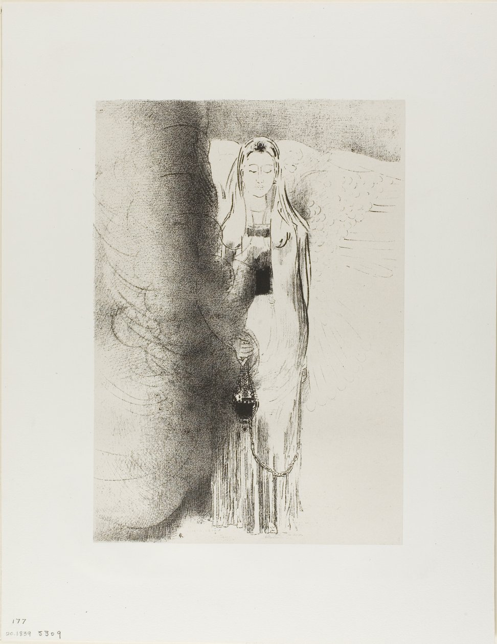 En de engel nam het wierookvat, plaat 4 van 12 door Odilon Redon