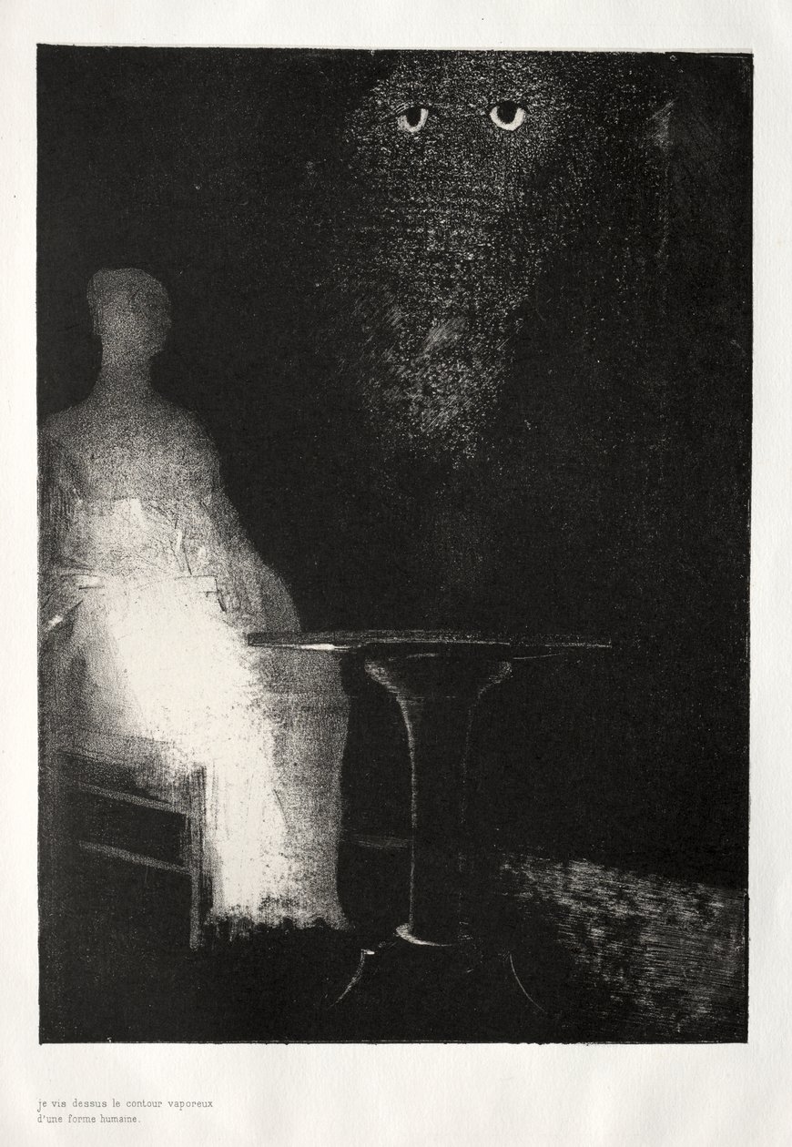 Beneden zag ik de Vage Contouren van een Menselijke Vorm door Odilon Redon