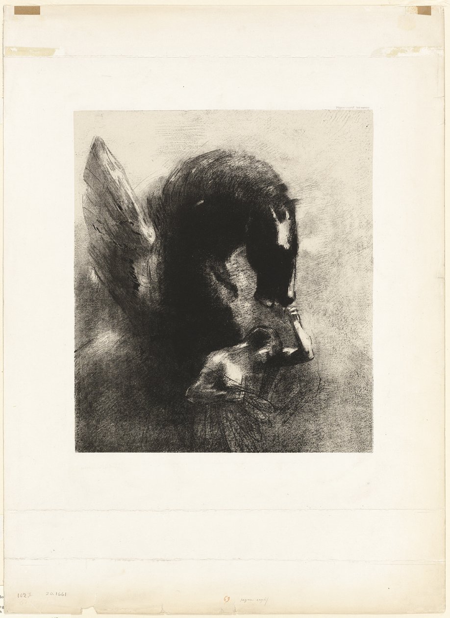 Gevangen Pegasus door Odilon Redon
