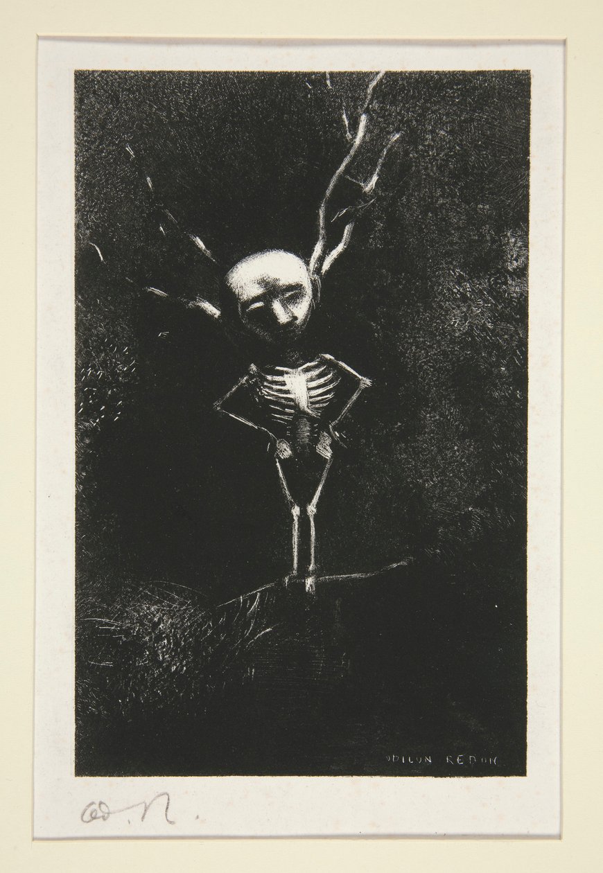 In het doolhof van takken verscheen de bleke figuur (uit de serie De jurylid) door Odilon Redon
