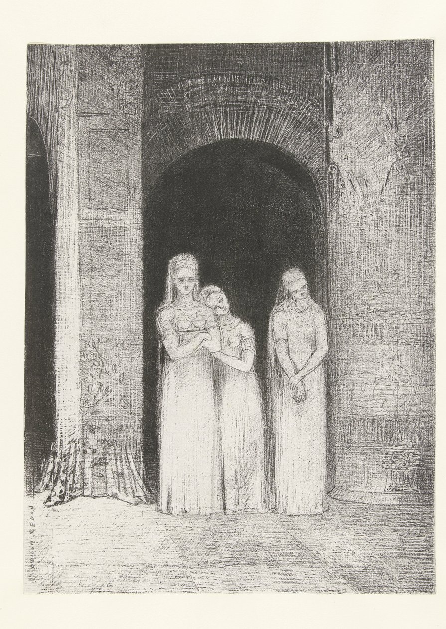 De priesteressen waren aan het wachen door Odilon Redon