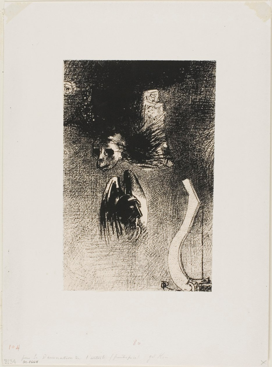 Frontispice voor Damnation van Iwan Gilkin door de kunstenaar door Odilon Redon