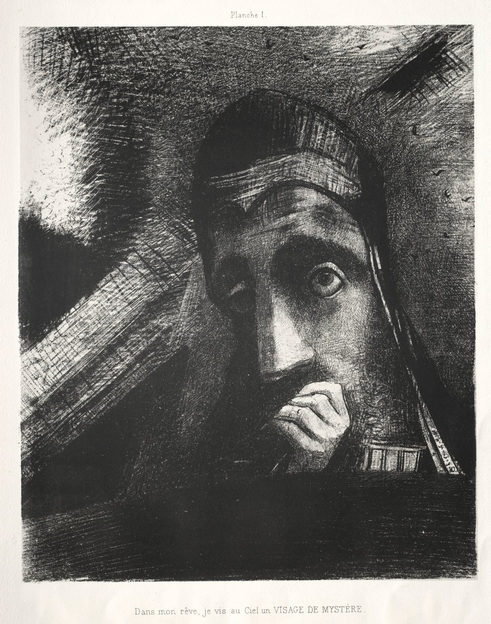 Hulde aan Goya: In mijn droom zag ik in de lucht een gezicht van mysterie door Odilon Redon