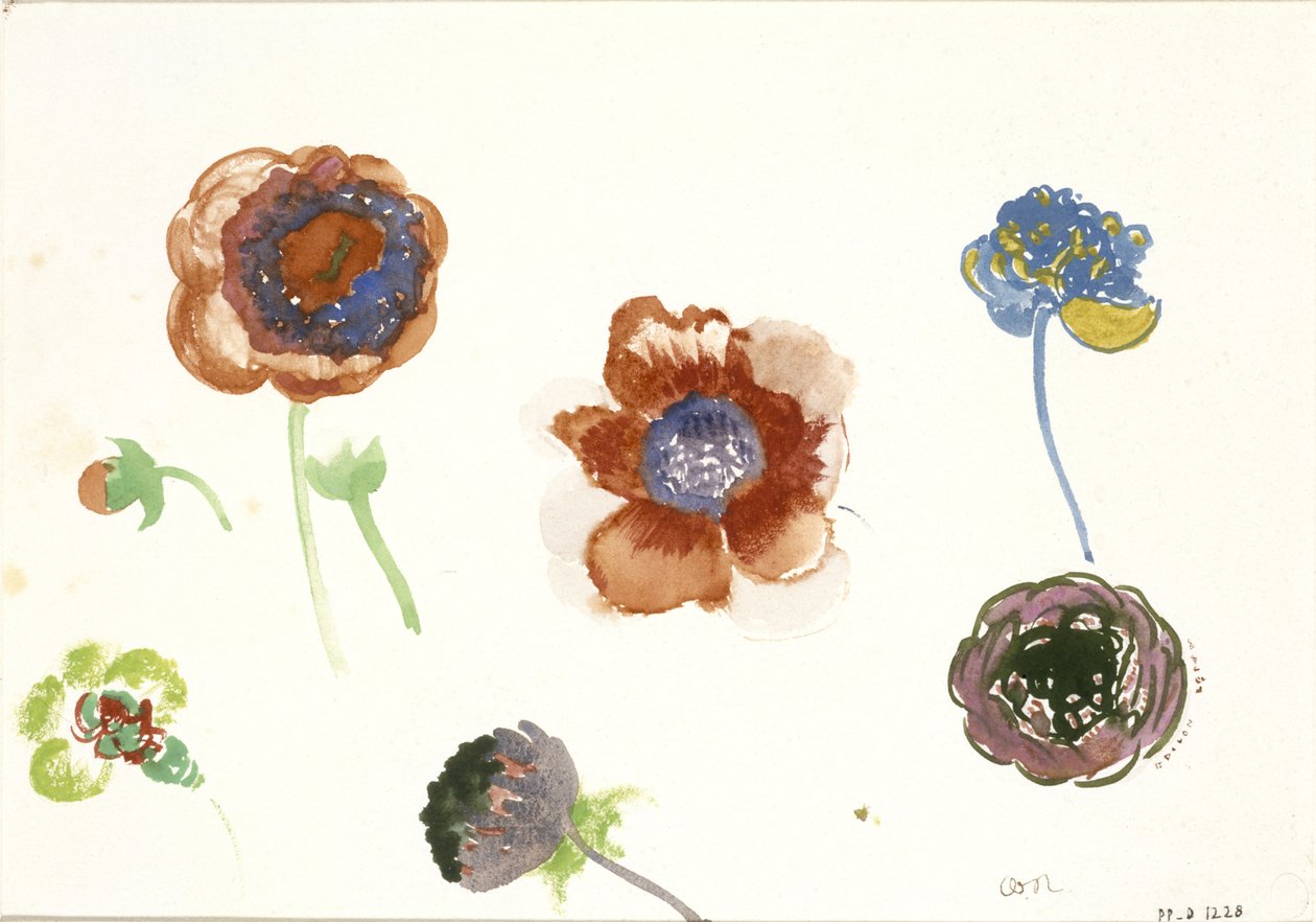 Acht bloemstudies door Odilon Redon