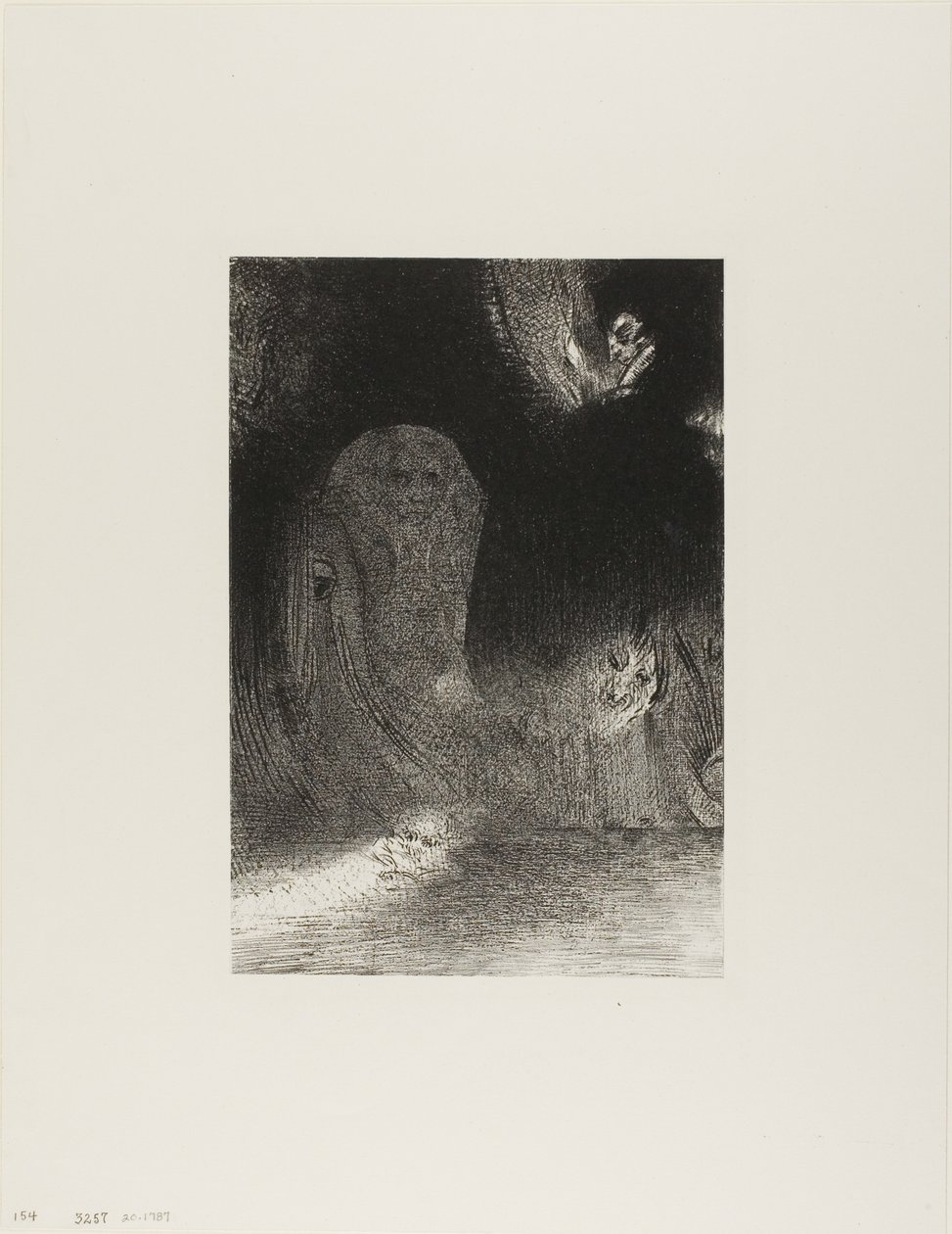 Ik heb soms in de lucht gezien wat leek op vormen van geesten, plaat 21 van 24 door Odilon Redon