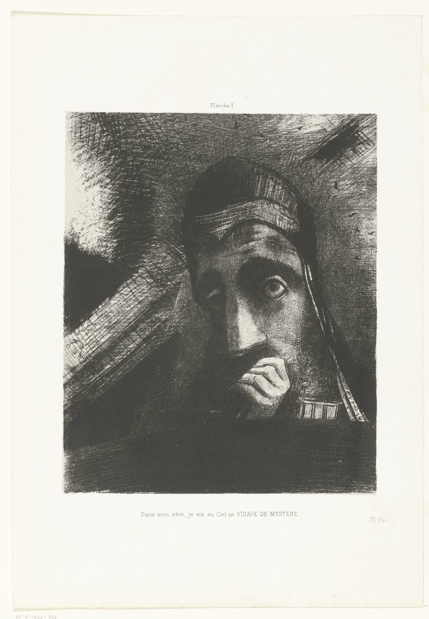 Ik zag in mijn droom een mysterieus gezicht aan de hemel door Odilon Redon