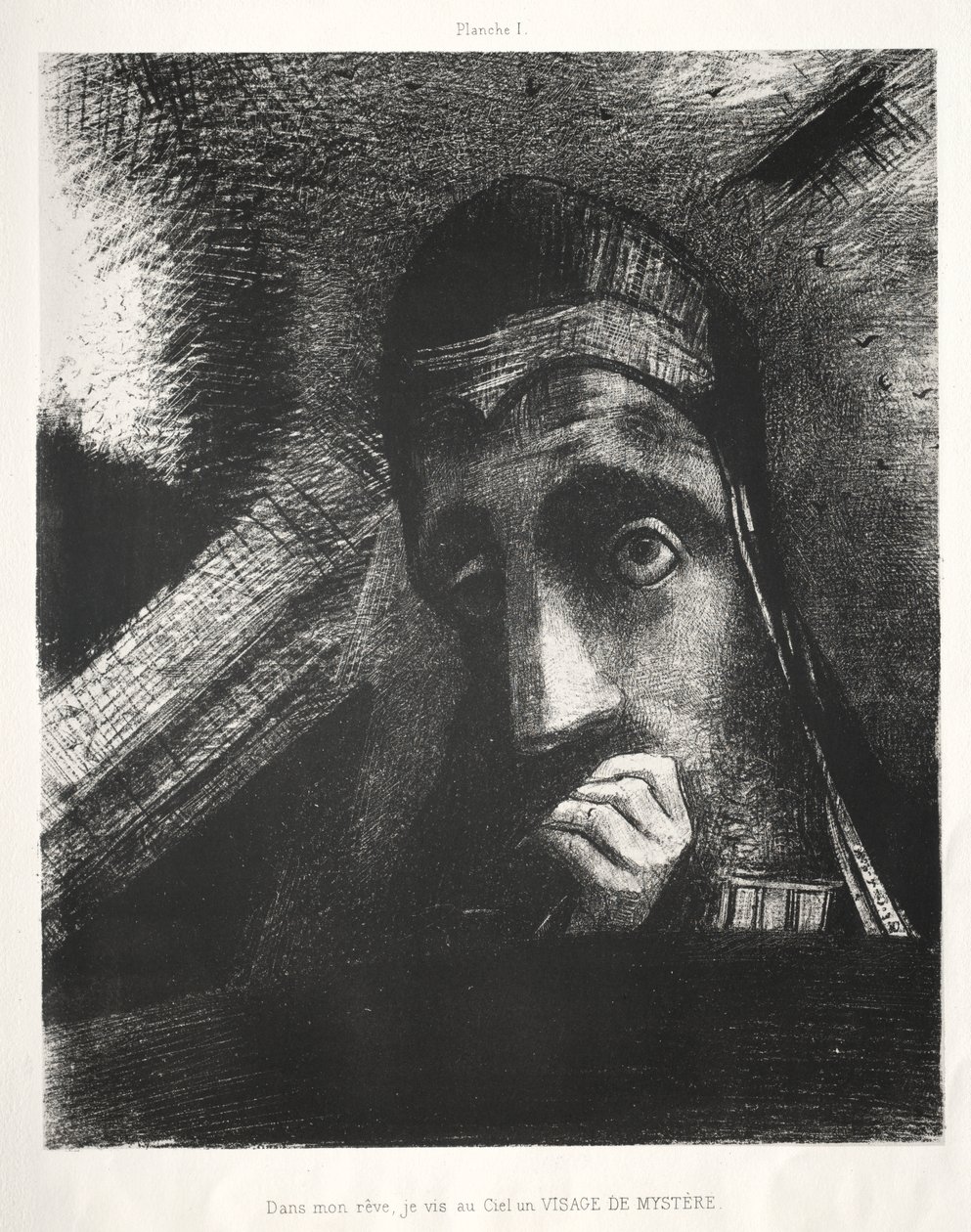 In Mijn Droom Zag Ik in de Lucht een Gezicht van Mysterie door Odilon Redon