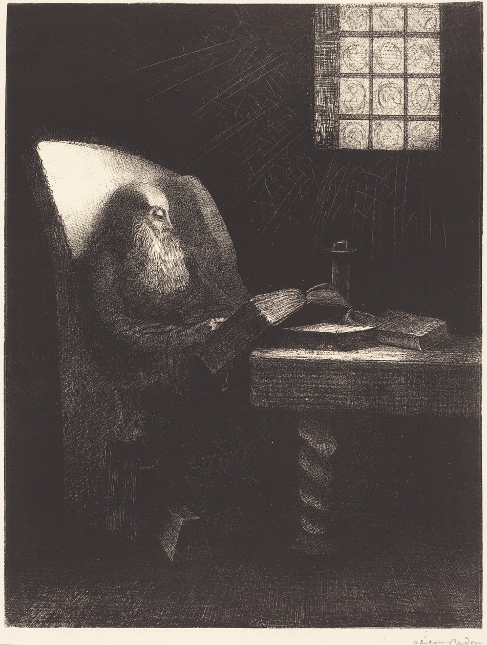 De lezer (The reader) door Odilon Redon