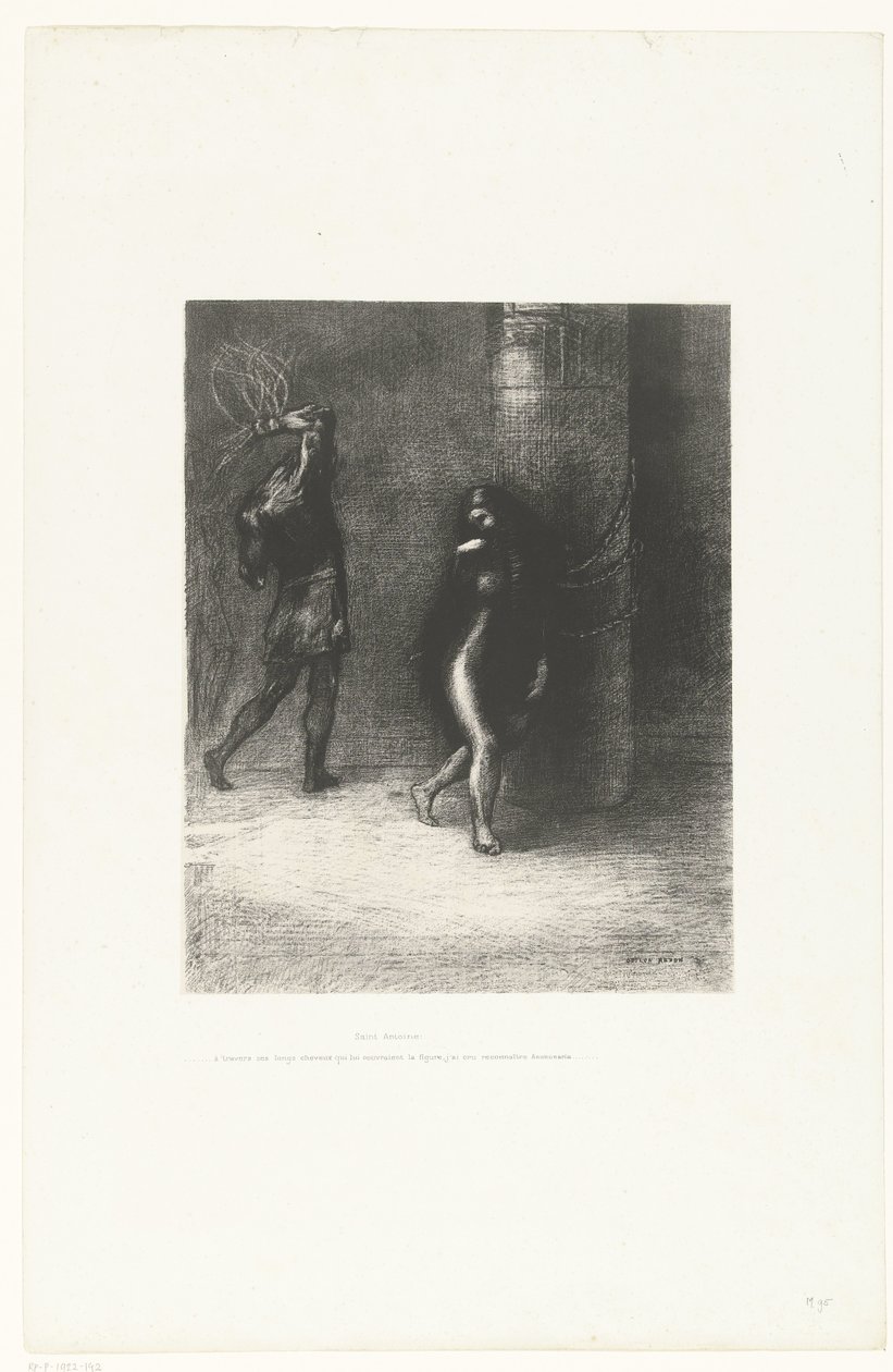 Onder de lange haren die haar gezicht bedekten, meende ik Ammonaria te herkennen door Odilon Redon