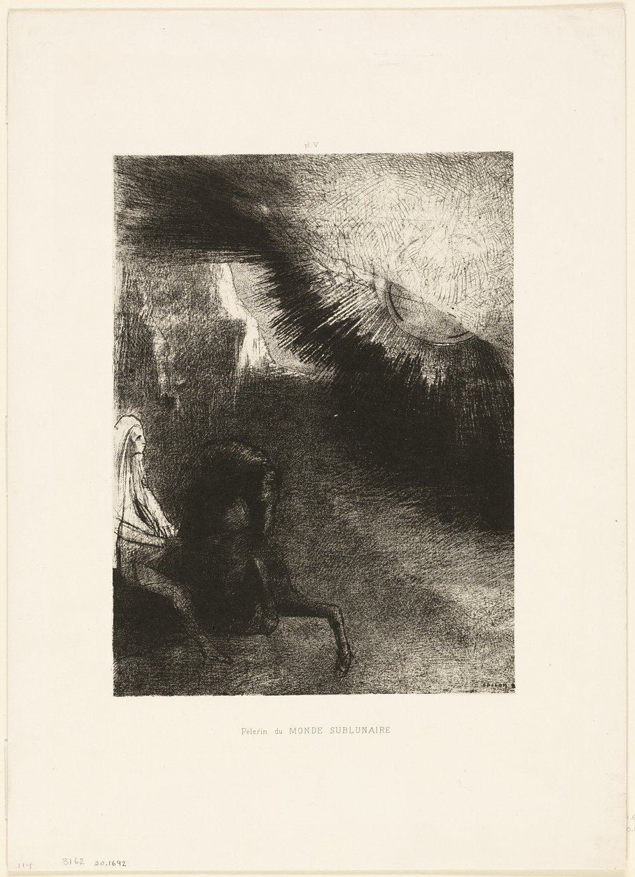 Pelgrim van de sublunare wereld, plaat 5 van 6 door Odilon Redon