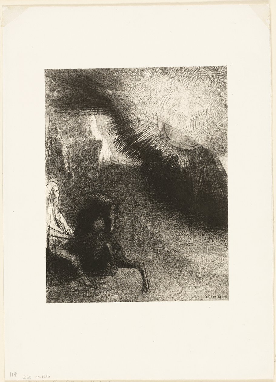 Pelgrim van de sublunare wereld, plaat 5 van 6 door Odilon Redon