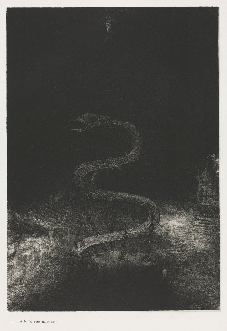 De Apocalyps van Sint Jan: En Bond Hem Duizend Jaar, 1899 door Odilon Redon