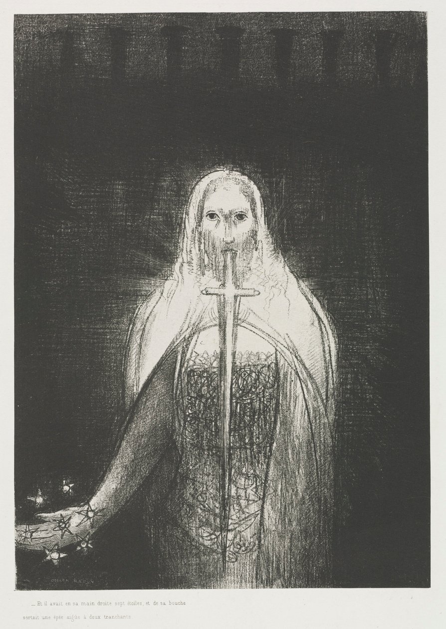 De Apocalyps van Sint Jan: En Hij Had in Zijn Rechterhand Zeven Sterren door Odilon Redon
